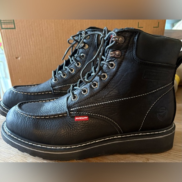 Sureway All Leather Men's Heavy Duty Work Boots Black Size 12 NWOT - Picture 3 of 15